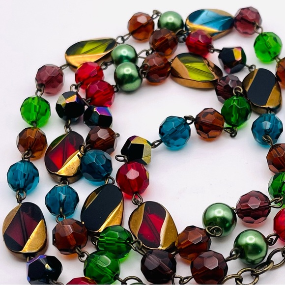 Gorgeous Vintage Long Strand Glass Beads in Vibrant Jewel Tone Colors - Picture 12 of 16